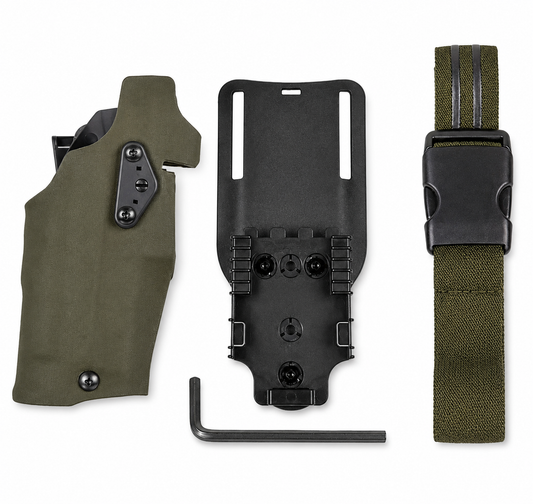 Safari STYLE Glock OWB Holster w/ QLS Fork Belt Mount & Leg Loop