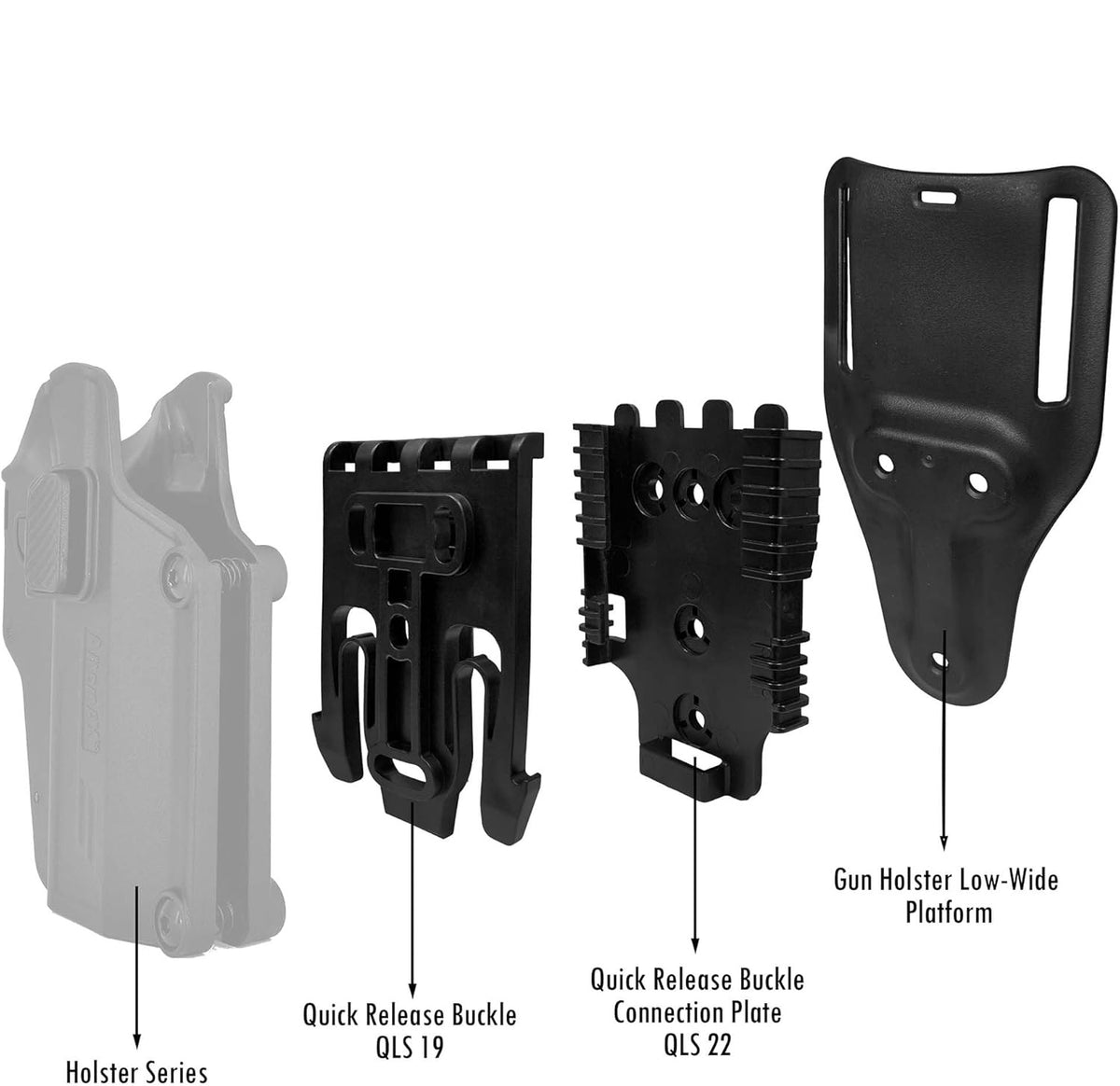 Safari STYLE Glock OWB Holster w/ QLS Fork Belt Mount & Leg Loop