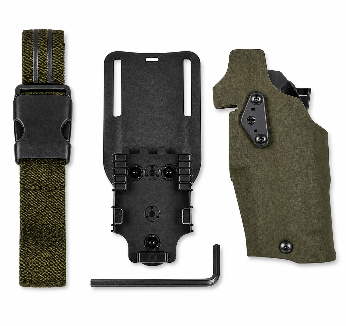 Safari STYLE Glock OWB Holster w/ QLS Fork Belt Mount & Leg Loop