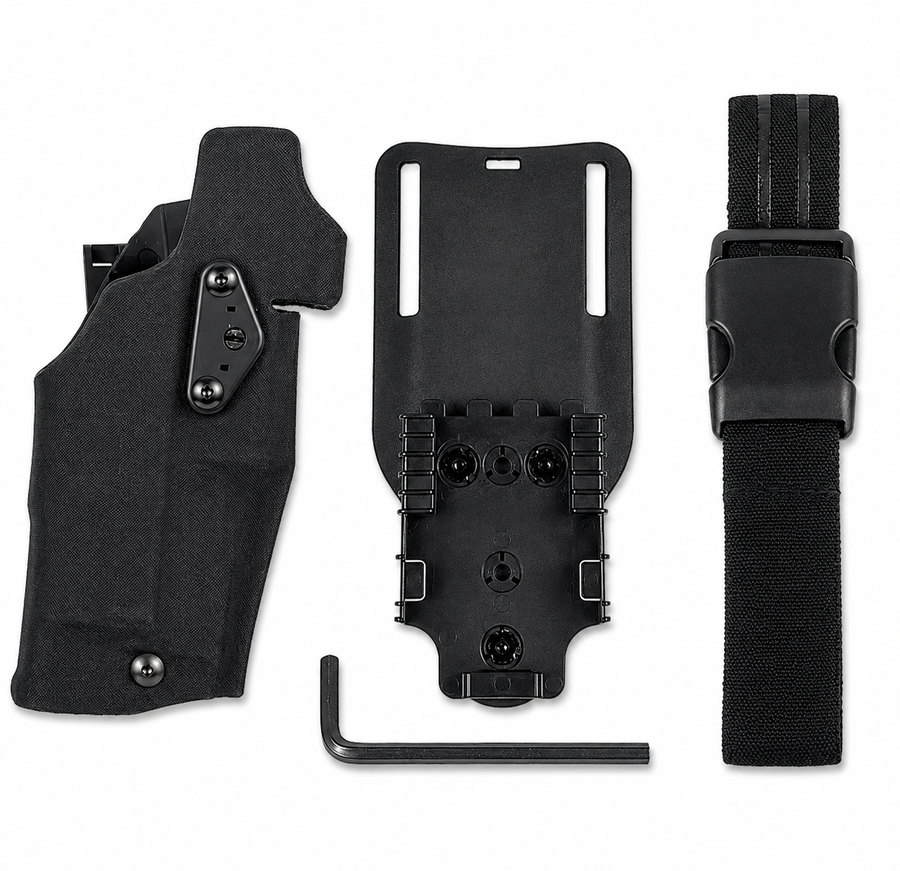 Safari STYLE Glock OWB Holster w/ QLS Fork Belt Mount & Leg Loop